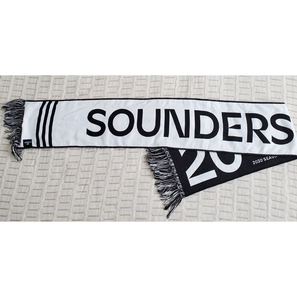 Seattle Sounders 2020 FC Scarf MLS  Approx 60" x 7.5" Black and White by Diehard